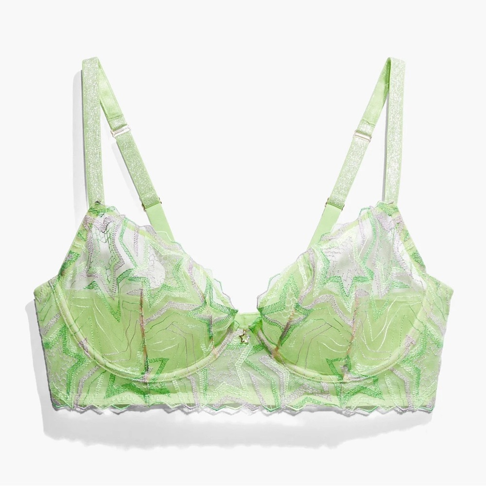 NWT Savage x Fenty Shining Star Embroidered Unlined Demi Bra